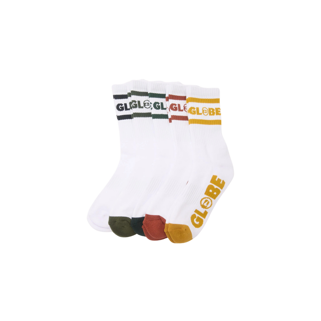 GLOBE - TILT HI CREW 5-PACK - WHT/ASSORTED