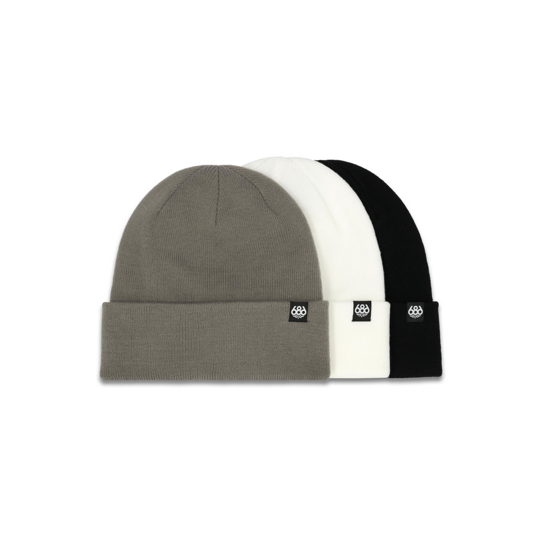 686 - STANDRAD ROLL UP BEANIE 3 PACK ASSORTED