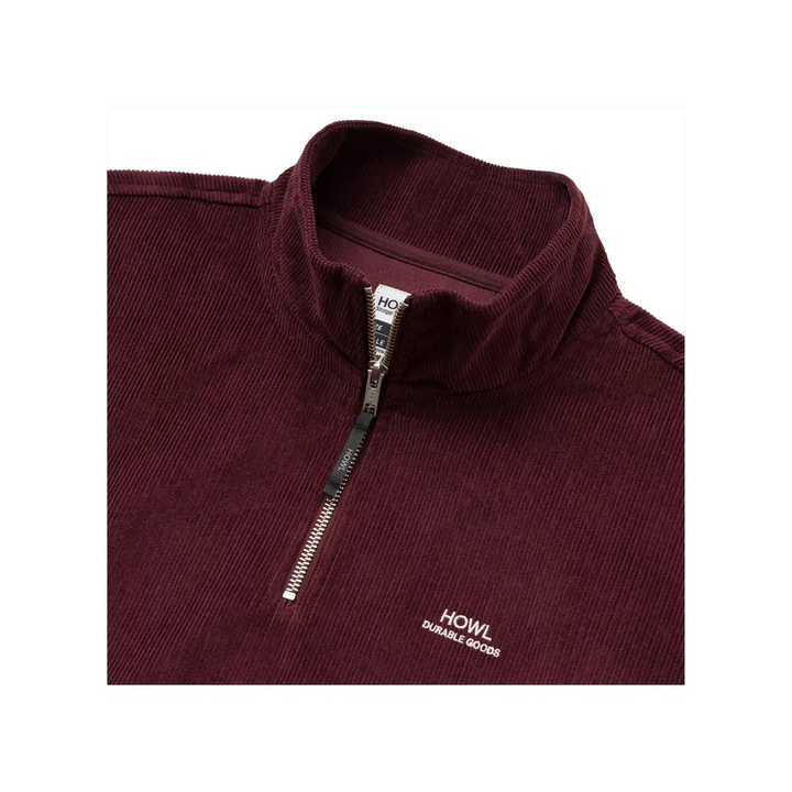 HOWL - CORDUROY HALF ZIP - BURGANDY -