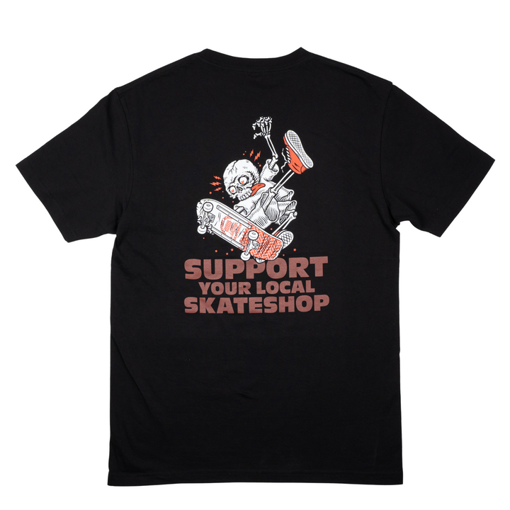 BOARDERLINE - SKATE SHOP DAY SKELETON TEE - BLK
