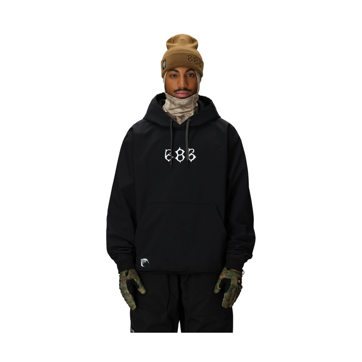 686 - MENS WATERPROOF TEAM HOODY BLACK PRINT - 25/26