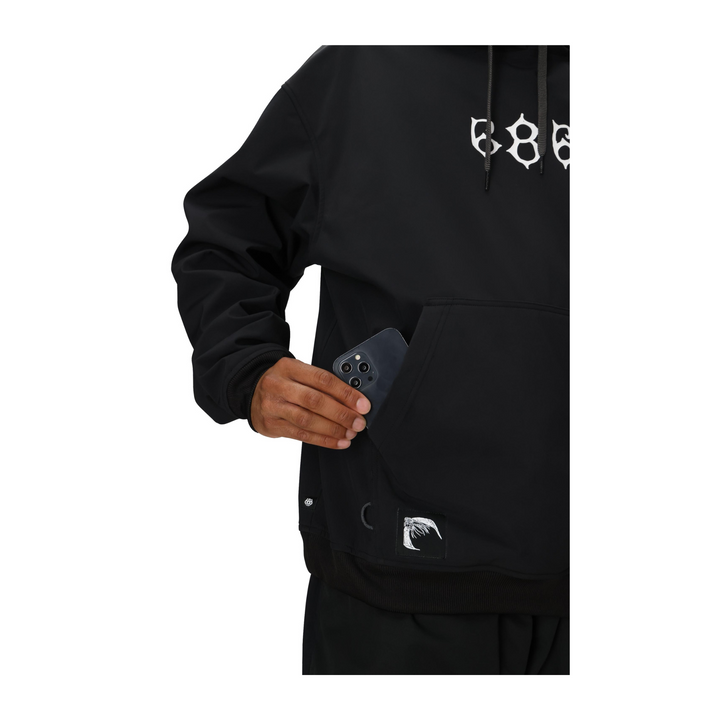 686 - MENS WATERPROOF TEAM HOODY BLACK PRINT - 25/26