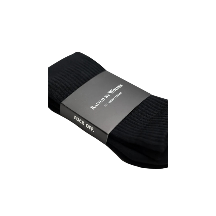 RAISED BY WOLVES - FUCK OFF CREW SOCKS, BLK, OS
