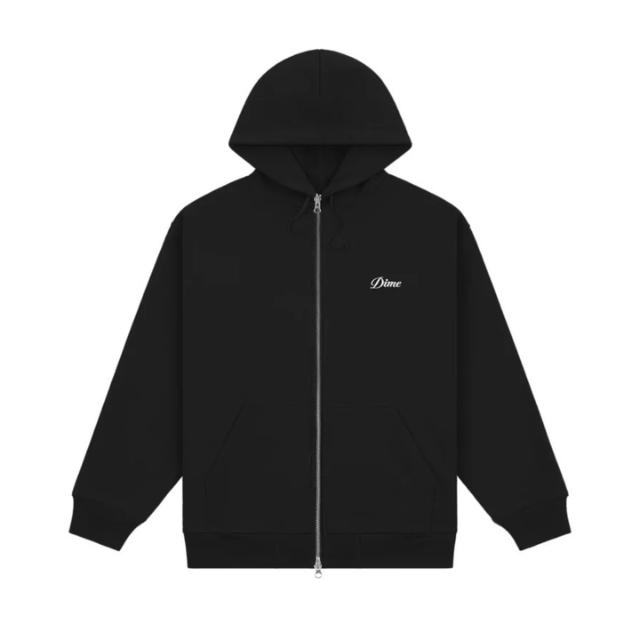 DIME - CURSIVE SMALL LOGO ZIP HOODIE - BLACK -