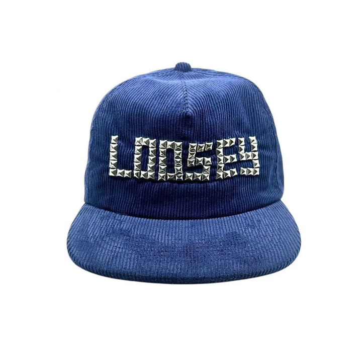 LOOSEY - STUDDED NAVY COURDORY SNAPCHAT - OS