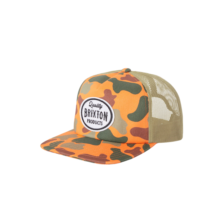 BRIXTON - HENRY MP TRUCKER HAT - ORANGE DUCK CAMO -