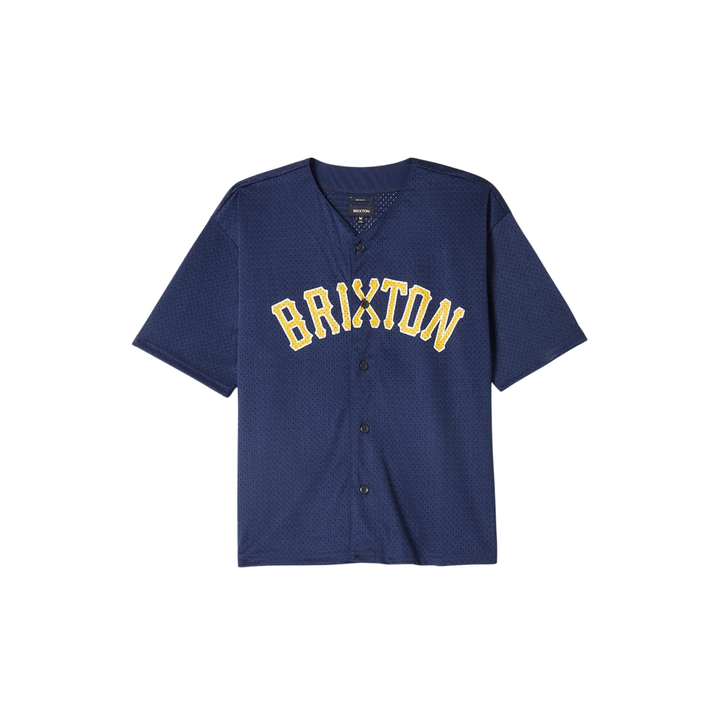 BRIXTON - MESH BASEBALL JERSEY - WASHED NAVY -