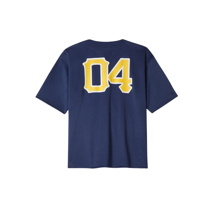 BRIXTON - MESH BASEBALL JERSEY - WASHED NAVY -