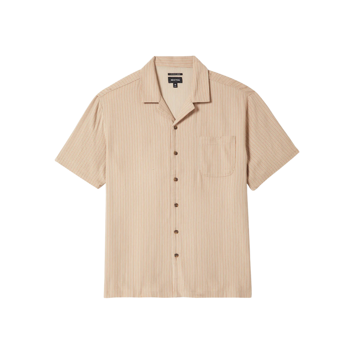 BRIXTON - BUNKER SLUB S/S WOVEN SHIRT - ITALIAN CLAY STRIPE -