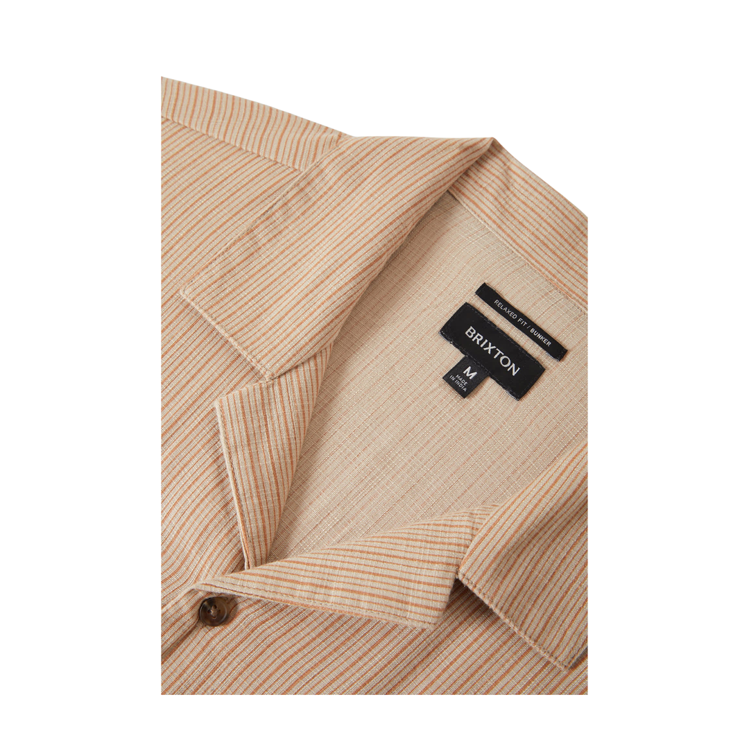 BRIXTON - BUNKER SLUB S/S WOVEN SHIRT - ITALIAN CLAY STRIPE -
