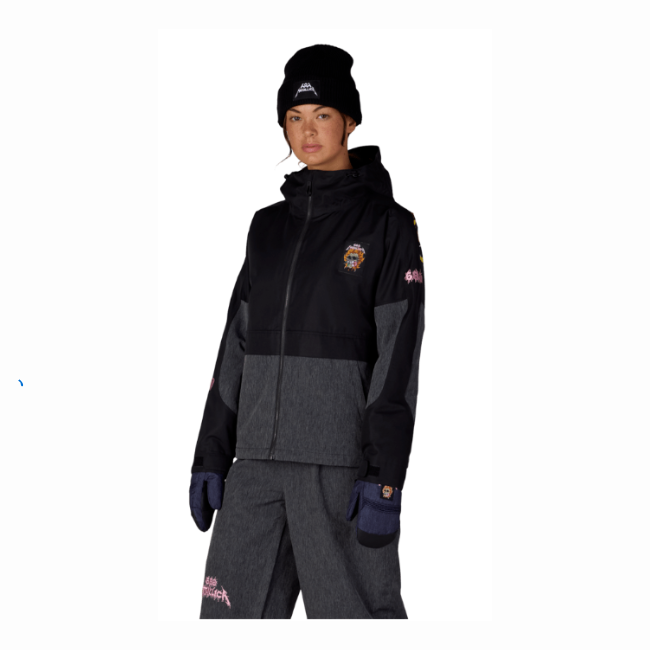 686 - WOMENS METALLICA BURNING SKULL JACKET - BLACK COLORBLOCK -