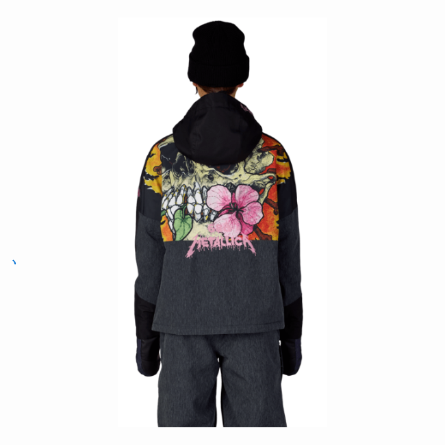 686 - WOMENS METALLICA BURNING SKULL JACKET - BLACK COLORBLOCK -