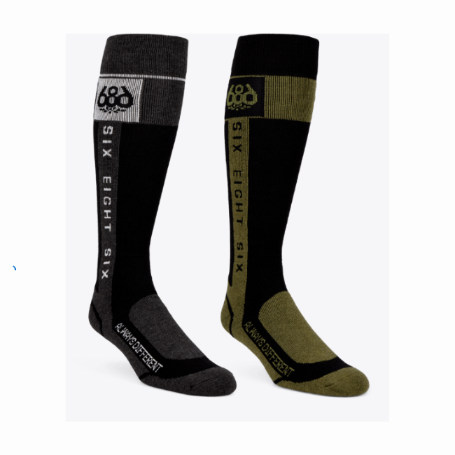 686 - MENS MERINO FLOW SOCK - 2PK -ASSORTED-