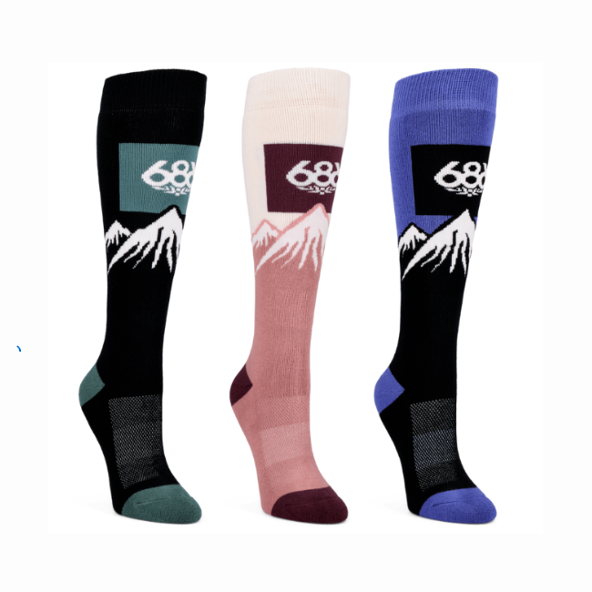 686 - WOMENS SNOW CAPS SOCKS 3-PACK - ASSORTED 2 -