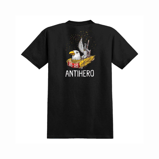 ANTIHERO - BA RINGSPUN T-SHIRT - BLACK/ W MULTI COLOR PRINT -