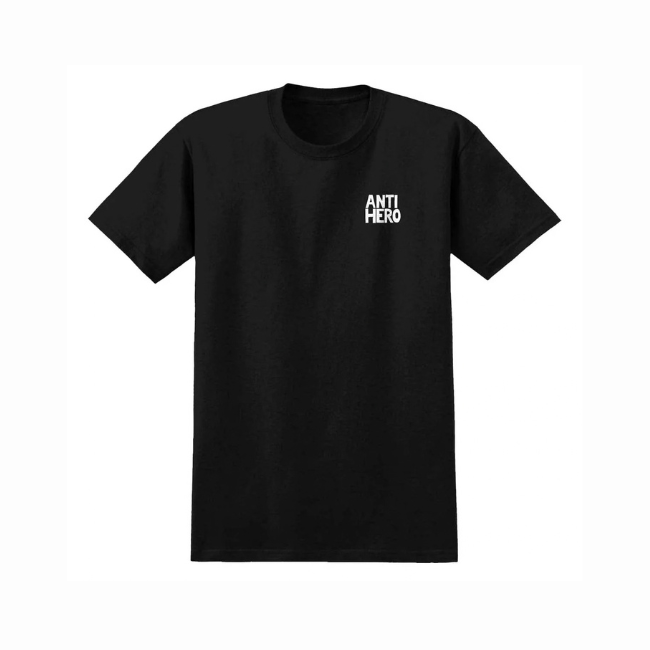ANTIHERO - BA RINGSPUN T-SHIRT - BLACK/ W MULTI COLOR PRINT -