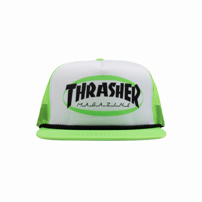 THRASHER - ELLIPSE MAG LOGO TRUCKER ROPE HAT - GREEN -
