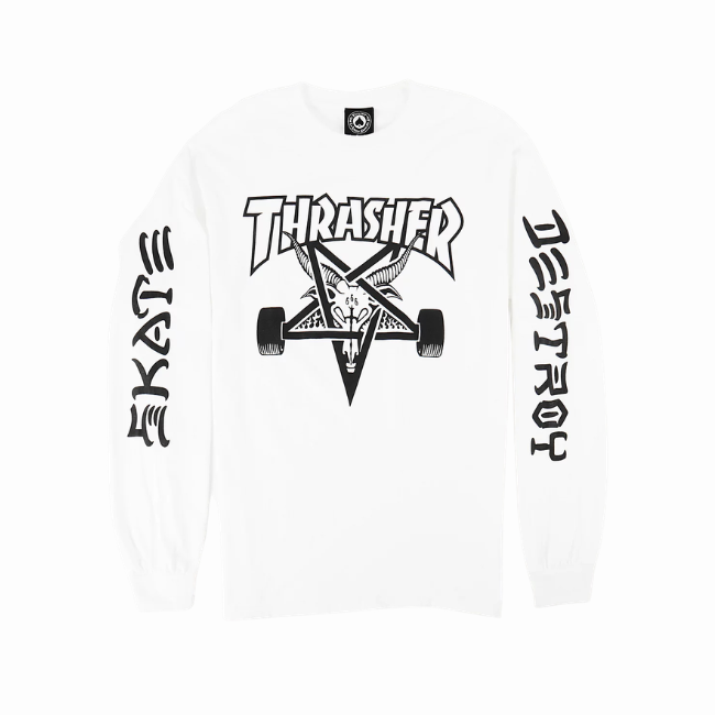 THRASHER - GOAT DESTROY LONG SLEEVE - WHITE -