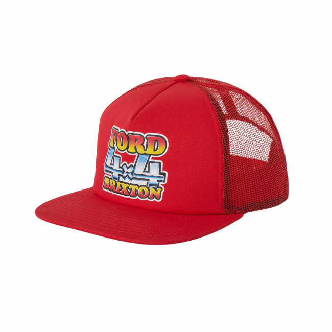 BRIXTON - FORD 4X4 CHROME TRUCKER HAT - RANGOON RED -