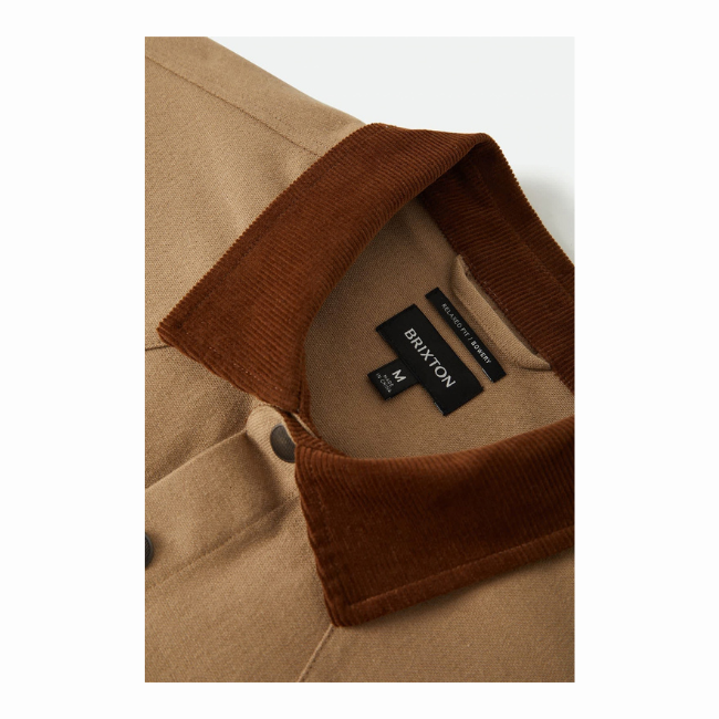 BRIXTON - BOWERY BUILDERS RANCH PERF FLANNEL - KHAKI/ BROWN -
