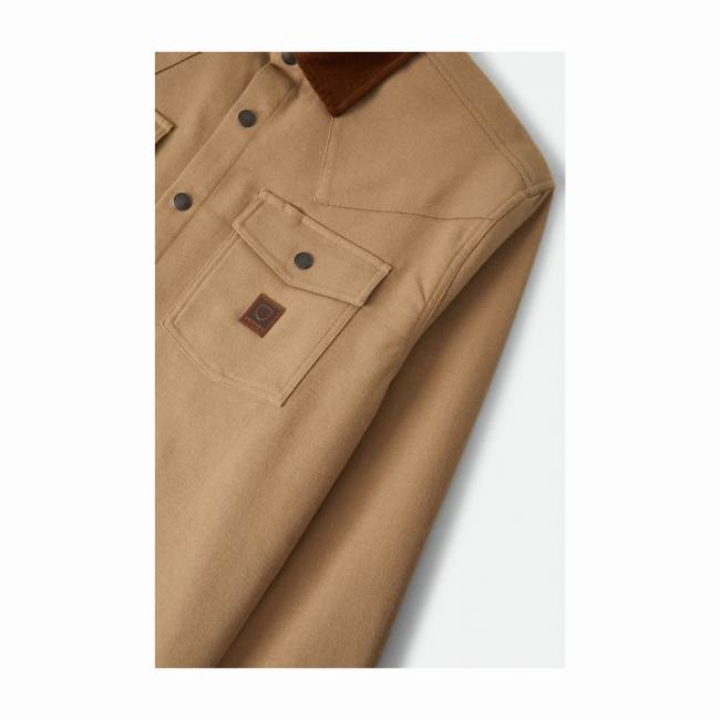 BRIXTON - BOWERY BUILDERS RANCH PERF FLANNEL - KHAKI/ BROWN -