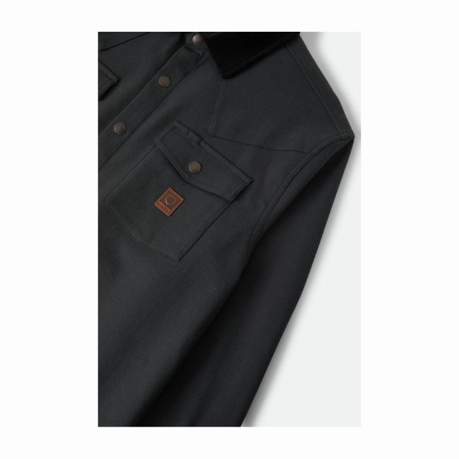BRIXTON - BOWERY BUILDERS RANCH PERF FLANNEL - BLACK -