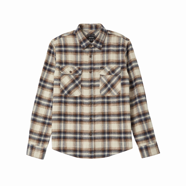 BRIXTON - BOWERY FLANNEL - SOFT BROWN PLAID -