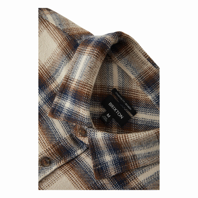 BRIXTON - BOWERY FLANNEL - SOFT BROWN PLAID -