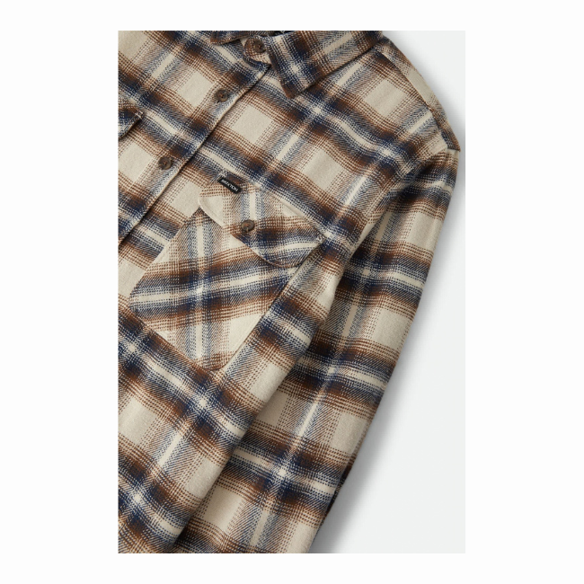 BRIXTON - BOWERY FLANNEL - SOFT BROWN PLAID -